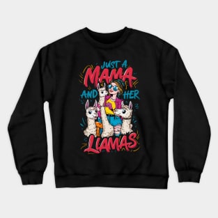 "Llama Mama Crew - Fun Family Alpaca Illustration" Crewneck Sweatshirt